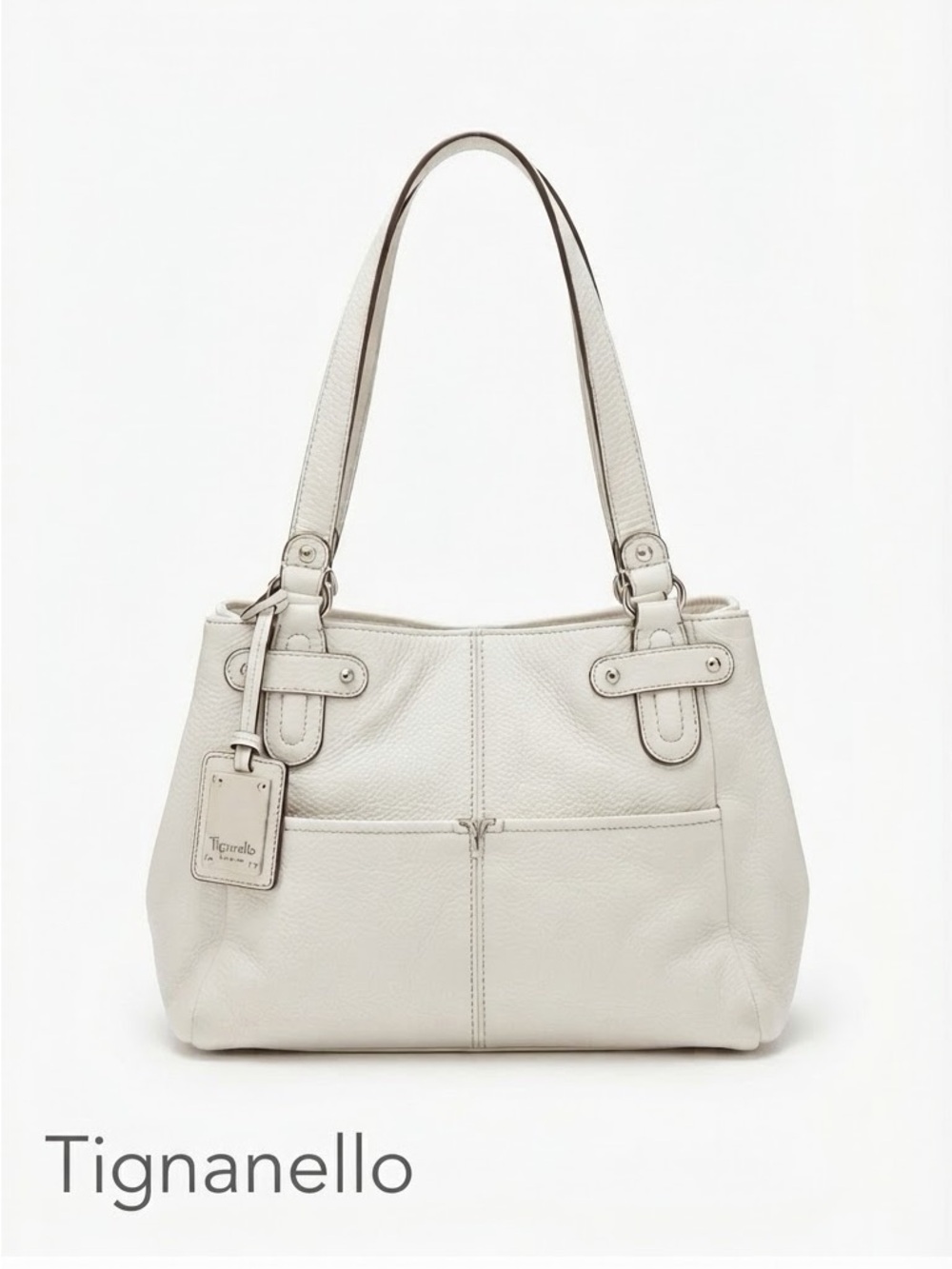 Tignanello Off-White Pebbled Leather Shoulder Bag